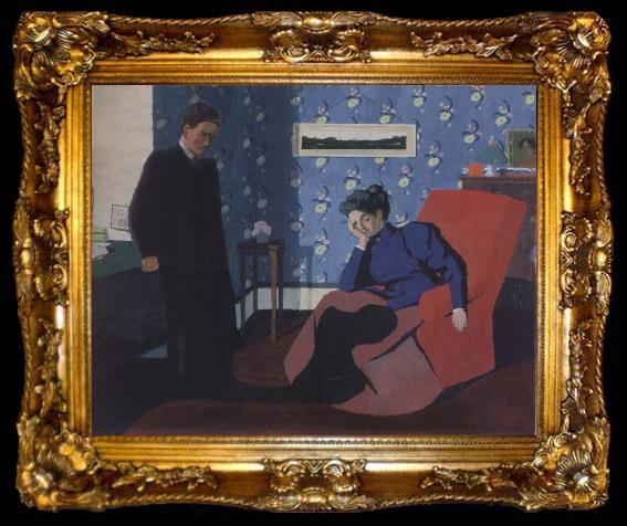 framed  Felix Vallotton Interior with red armchair and figure, ta009-2